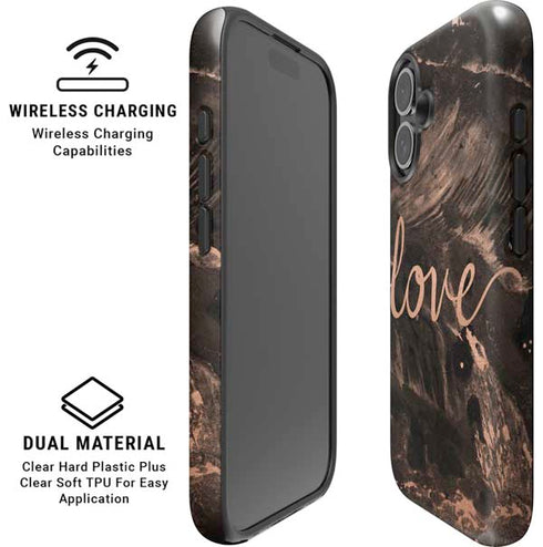 Love Rose Gold Black iPhone 16 Plus Magsafe Impact Case